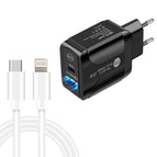 EU Plug + USB-C to 8 Pin Cable / Black