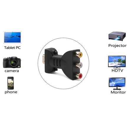 Gold-plated HDMI Male to 3 RGB RCA Video Audio Adapter AV Component Converter for DVD Projector, HDMI