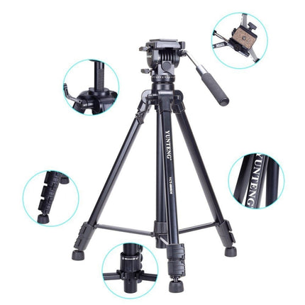 YUNTENG VCT-880 Aluminum Alloy Tripod Mount with Three-Dimensional Tripod Head, VCT-880