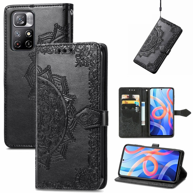 Mandala Flower Embossed Flip Leather Phone Case, For Xiaomi Redmi Note 11, For Xiaomi Redmi Note 11 Pro / 11 Pro+