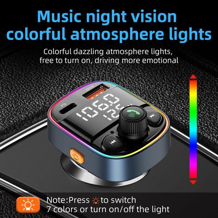 C87B PD QC3.0 Quick Charger Bluetooth 5.0 FM Transmitter Hands-free MP3 U Disk Car Music Player Kit, C87B