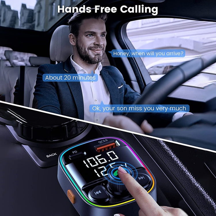C87B PD QC3.0 Quick Charger Bluetooth 5.0 FM Transmitter Hands-free MP3 U Disk Car Music Player Kit, C87B