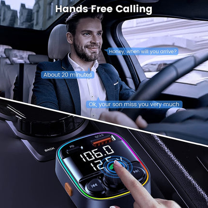 C87B PD QC3.0 Quick Charger Bluetooth 5.0 FM Transmitter Hands-free MP3 U Disk Car Music Player Kit