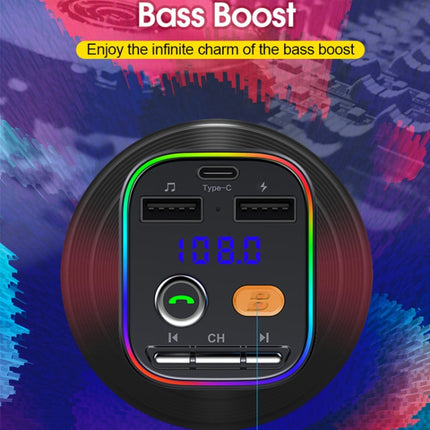 T48C Car Bluetooth 5.0 Fm Transmitter Kit Dual USB with Type-C 5V 2.4A Car Charger, T48C