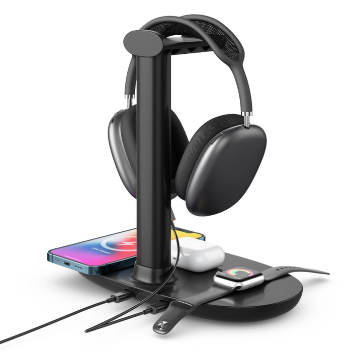 B-15A 4-in-1-Headset-Halter, kabelloses Ladegerät für Smartphone, iWatch und Airpods