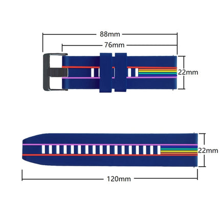 Rainbow Silicone Watchband, For Huawei Watch GT, For Huawe Watch GT 2 46mm, For Honor Watch GS Pro, For Honor Magic Watch 2 46mm