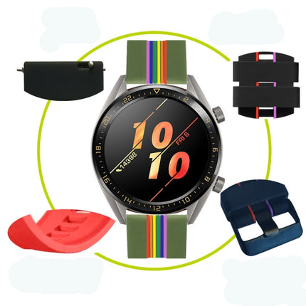 Rainbow Silicone Watchband, For Huawei Watch GT, For Huawe Watch GT 2 46mm, For Honor Watch GS Pro, For Honor Magic Watch 2 46mm