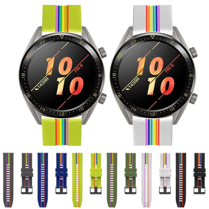 Rainbow Silicone Watchband, For Huawei Watch GT, For Huawe Watch GT 2 46mm, For Honor Watch GS Pro, For Honor Magic Watch 2 46mm