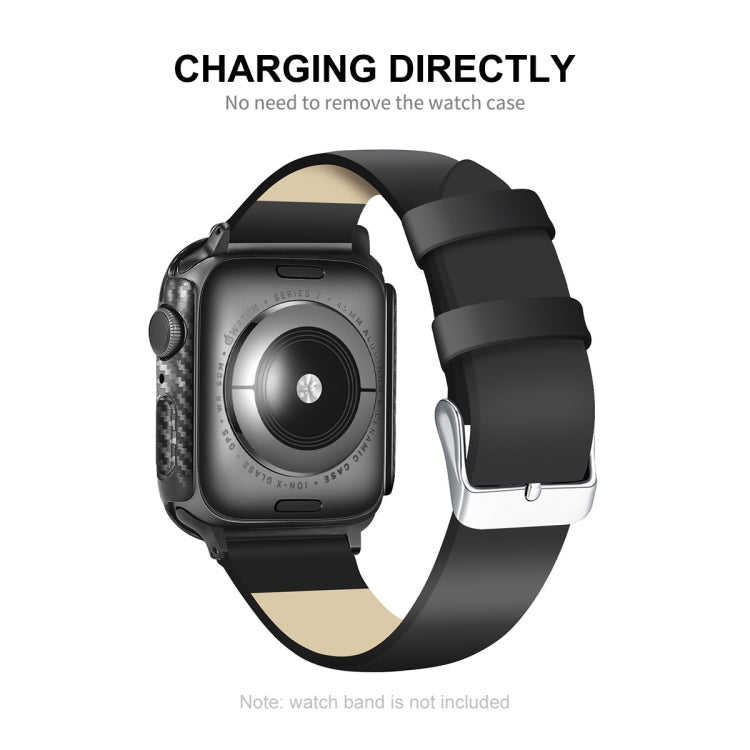 ENKAY Carbon Fiber PC Case + Full Coverage PET Screen Protector, For Apple Watch Series 8 / 7 41mm, For Apple Watch Series 8 / 7 45mm