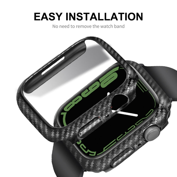 ENKAY Carbon Fiber PC Case + Full Coverage PET Screen Protector, For Apple Watch Series 8 / 7 41mm, For Apple Watch Series 8 / 7 45mm