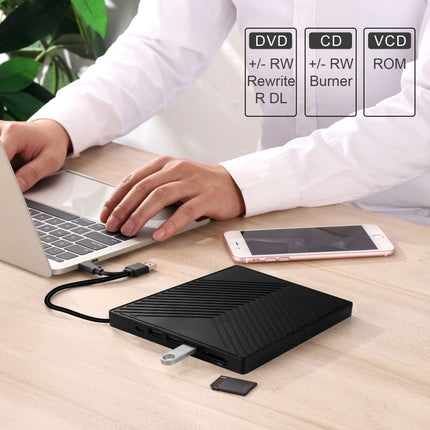 6-in-1 CD and DVD Recorder External USB 3.0 Optical Drive
