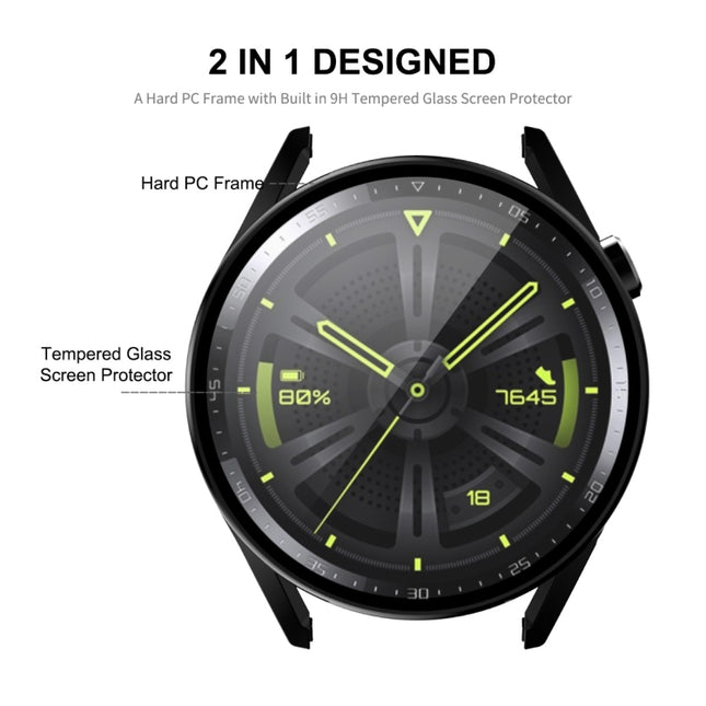 For Huawei Watch GT 3 46mm ENKAY Matte PC Frame + Tempered Glass Protector Case
