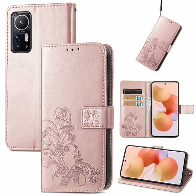 Four-leaf Clasp Embossed Leather Phone Case, For Xiaomi 12