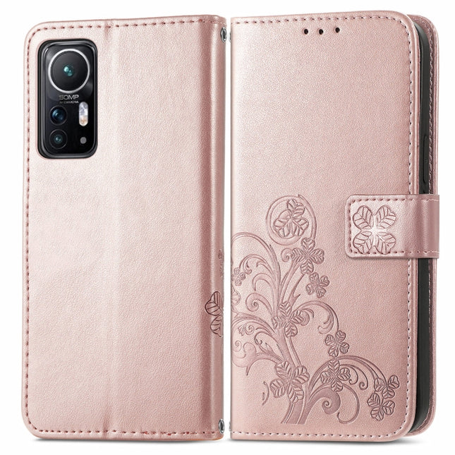 Four-leaf Clasp Embossed Leather Phone Case, For Xiaomi 12