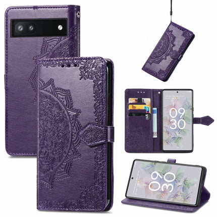 Mandala Flower Embossed Flip Leather Phone Case, For Google Pixel 6a, For Motorola Moto G31, For Motorola Moto G51, For Motorola Moto G71 5G