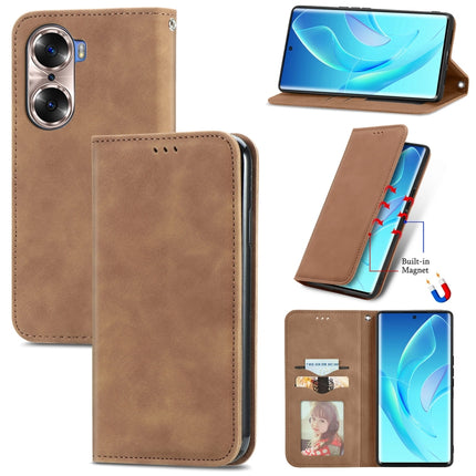 Retro Skin Feel Magnetic Horizontal Flip Leather Phone Case, For Nokia G300, For  Honor 60, For Honor X10 Max 5G, For Honor X30i