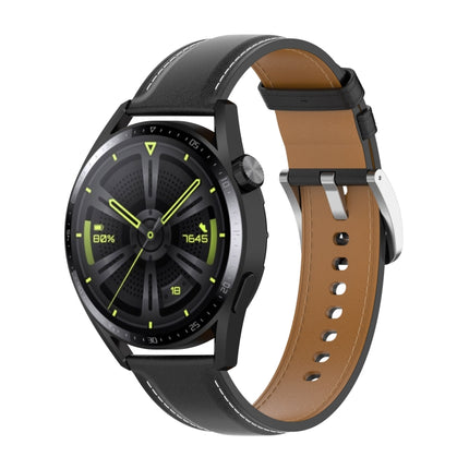 Calf Texture Sewing Thread Watchband, For Huawei Watch GT Runner, For Huawei Watch GT 3 46mm, For Huawei Watch 3 / Watch 3 Pro, For Huawei Watch GT 2 Pro / Watch GT 2e / Watch GT 42mm / 46mm, For Huawei Watch GT 2 Pro