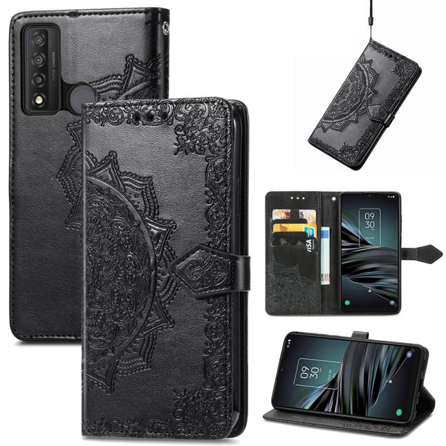 Mandala Flower Embossed Horizontal Flip Leather Phone Case, For TCL 20 XE, For TCL 20B, For TCL 205