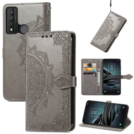 Mandala Flower Embossed Horizontal Flip Leather Phone Case, For TCL 20 XE, For TCL 20B, For TCL 205