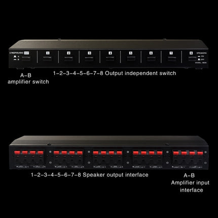 100W 2 In 8 Out Power Amplifier Loudspeaker Box Switcher