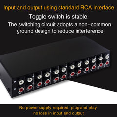 B059 10 In 2 Out / 2 In 10 Out 2-Way RCA Switch Audio Frequency Signal Select Shift Device Loudspeaker Box