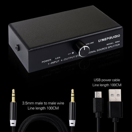 1 In 4 Out Audio Frequency Signal Splitter Distribute Device, Non Consumption, 3.5mm Interface Output, 1 In 4 Out 3.5mm Interface