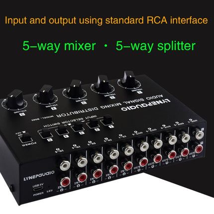 5 In 5 Out Audio Signal Selector Sound Mixing Distribute Device Input Independent Switch, 5 In 5 Out
