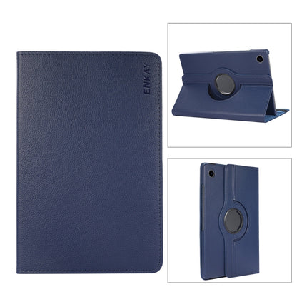 For Samsung Galaxy Tab A8 10.5 2021 X200/X205 ENKAY 360 Degree Rotation Litchi Leather Smart Case
