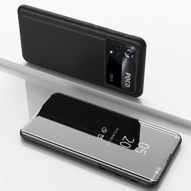 Plated Mirror Horizontal Flip Leather Case with Holder, For Xiaomi Poco X4 Pro 5G, For Xiaomi Poco M4 Pro 4G