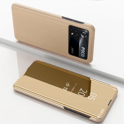 Plated Mirror Horizontal Flip Leather Case with Holder, For Xiaomi Poco X4 Pro 5G, For Xiaomi Poco M4 Pro 4G