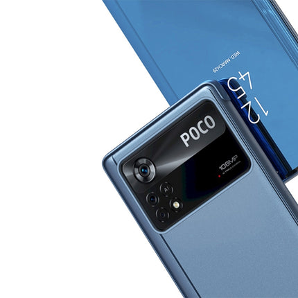 Plated Mirror Horizontal Flip Leather Case with Holder, For Xiaomi Poco X4 Pro 5G, For Xiaomi Poco M4 Pro 4G