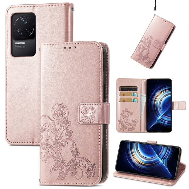 Four-leaf Clasp Embossed Buckle Leather Phone Case, For Xiaomi Redmi K50 Pro, For Xiaomi Redmi 10C, For Xiaomi Redmi Note 11 Pro 4G Global, For Xiaomi Poco X4 Pro 5G