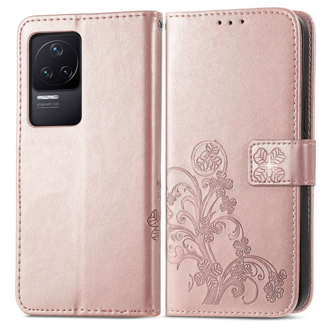 Four-leaf Clasp Embossed Buckle Leather Phone Case, For Xiaomi Redmi K50 Pro, For Xiaomi Redmi 10C, For Xiaomi Redmi Note 11 Pro 4G Global, For Xiaomi Poco X4 Pro 5G