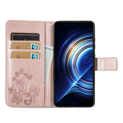 Four-leaf Clasp Embossed Buckle Leather Phone Case, For Xiaomi Redmi K50 Pro, For Xiaomi Redmi 10C, For Xiaomi Redmi Note 11 Pro 4G Global, For Xiaomi Poco X4 Pro 5G