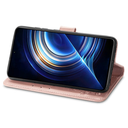 Four-leaf Clasp Embossed Buckle Leather Phone Case, For Xiaomi Redmi K50 Pro, For Xiaomi Redmi 10C, For Xiaomi Redmi Note 11 Pro 4G Global, For Xiaomi Poco X4 Pro 5G