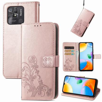 Four-leaf Clasp Embossed Buckle Leather Phone Case, For Xiaomi Redmi K50 Pro, For Xiaomi Redmi 10C, For Xiaomi Redmi Note 11 Pro 4G Global, For Xiaomi Poco X4 Pro 5G