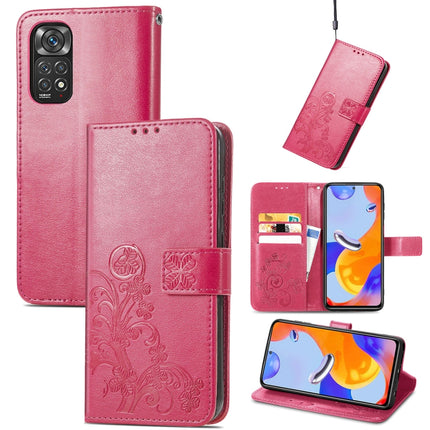 Four-leaf Clasp Embossed Buckle Leather Phone Case, For Xiaomi Redmi K50 Pro, For Xiaomi Redmi 10C, For Xiaomi Redmi Note 11 Pro 4G Global, For Xiaomi Poco X4 Pro 5G