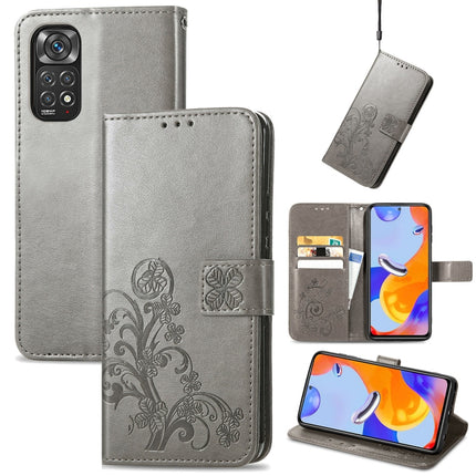 Four-leaf Clasp Embossed Buckle Leather Phone Case, For Xiaomi Redmi K50 Pro, For Xiaomi Redmi 10C, For Xiaomi Redmi Note 11 Pro 4G Global, For Xiaomi Poco X4 Pro 5G