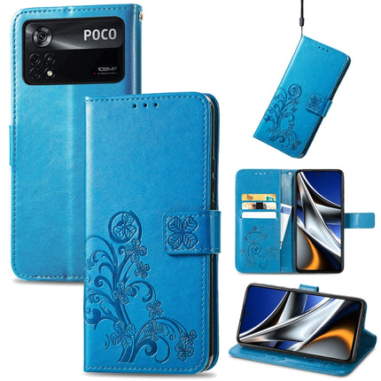 Four-leaf Clasp Embossed Buckle Leather Phone Case, For Xiaomi Redmi K50 Pro, For Xiaomi Redmi 10C, For Xiaomi Redmi Note 11 Pro 4G Global, For Xiaomi Poco X4 Pro 5G