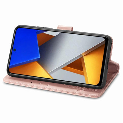Four-leaf Clasp Embossed Buckle Leather Phone Case, For Xiaomi Poco M4 Pro