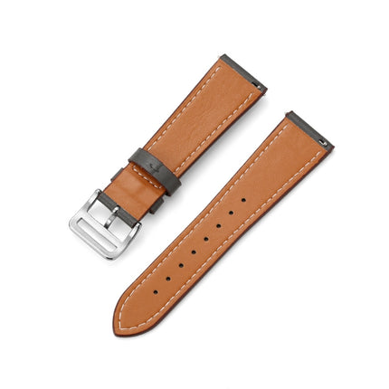 22mm Contrast Pin Buckle Leather Strap, For Huawe Watch GT Runner, For Huawei Watch GT3 46MM, For Huawei Watch3/Watch3 Pro