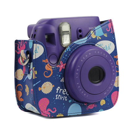 Ocean World Pattern Full Body Camera PU Leather Case Bag with Strap for FUJIFILM instax mini 9 / mini 8+ / mini 8, Ocean World Pattern
