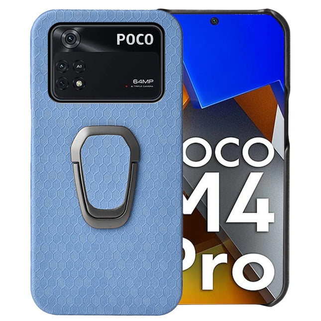 For Xiaomi Poco M4 Pro 4G Ring Holder Honeycomb PU Phone Case, For Xiaomi Poco M4 Pro 4G