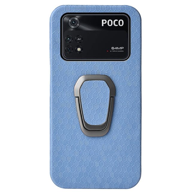 For Xiaomi Poco M4 Pro 4G Ring Holder Honeycomb PU Phone Case, For Xiaomi Poco M4 Pro 4G