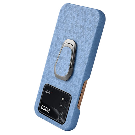 For Xiaomi Poco M4 Pro 4G Ring Holder Honeycomb PU Phone Case, For Xiaomi Poco M4 Pro 4G