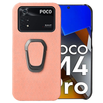 For Xiaomi Poco M4 Pro 4G Ring Holder Honeycomb PU Phone Case, For Xiaomi Poco M4 Pro 4G