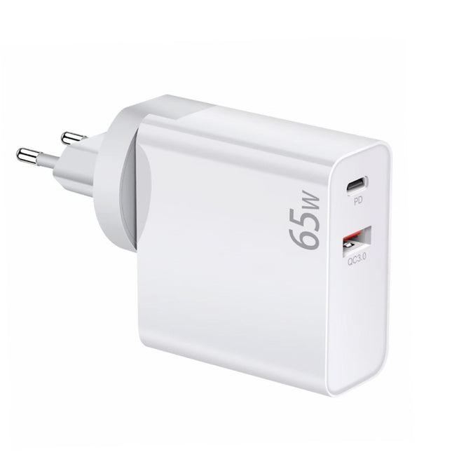 PD-65W USB-C / Type-C + QC3. 0 USB Laptop Charging Adapter, EU Plug / US Plug, EU Plug / US Plug