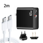USB-C / Type-C Cable, EU Plug / US Plug / Black