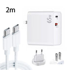 USB-C / Type-C Cable, EU Plug / US Plug / White