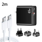 USB-C / Type-C Cable, EU Plug / AU Plug / US Plug / UK Plug / Black